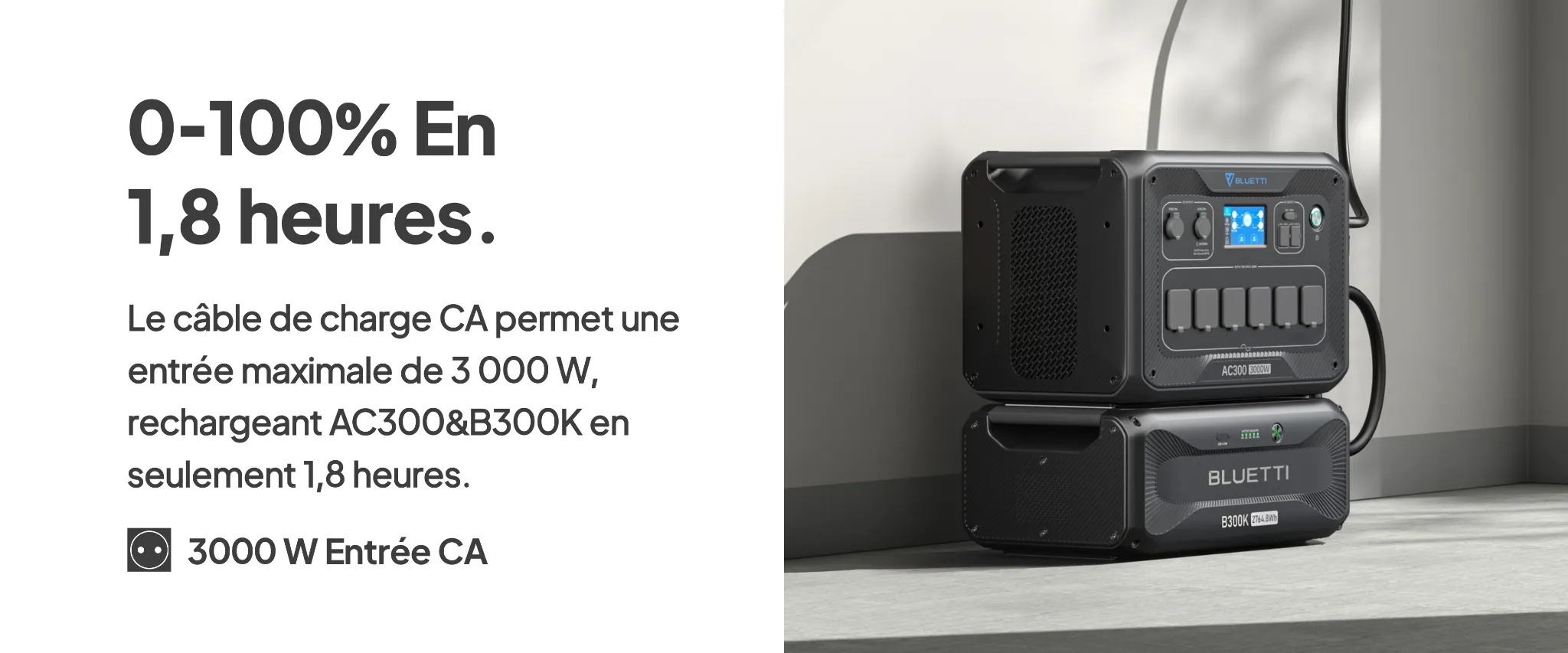 Le module Bluetti AC300 + B300K – batterie de secours domestique